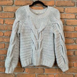 GAP Womens XS Sweater Chunky Knit‎ Cable Sweater Oversized Puff Sleeve Winter